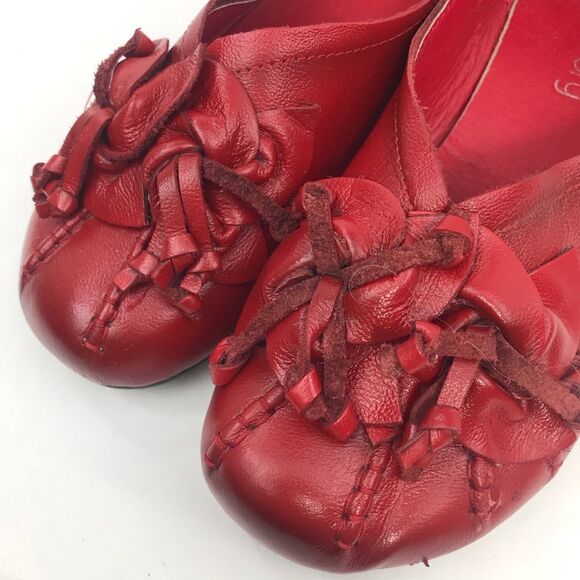 Socofy Red Geuine Leather Floral Toe Handmade Slip On Casual Statement Loafer - Picture 11 of 16